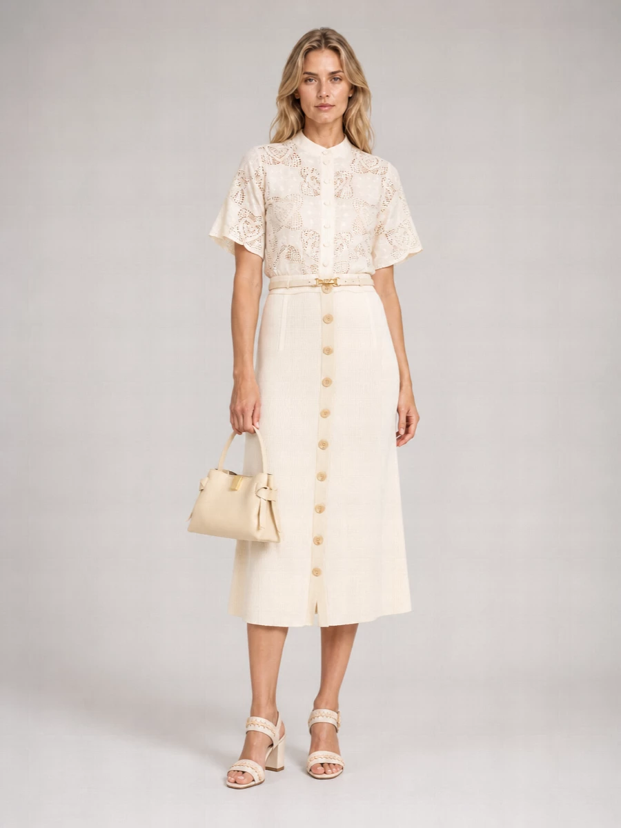 Zimmermann Ribbed Midi A-Line Skirt