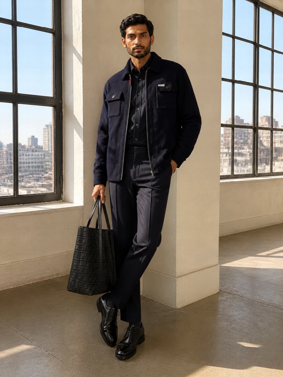Fay jacket prada shirt ami navy trousers