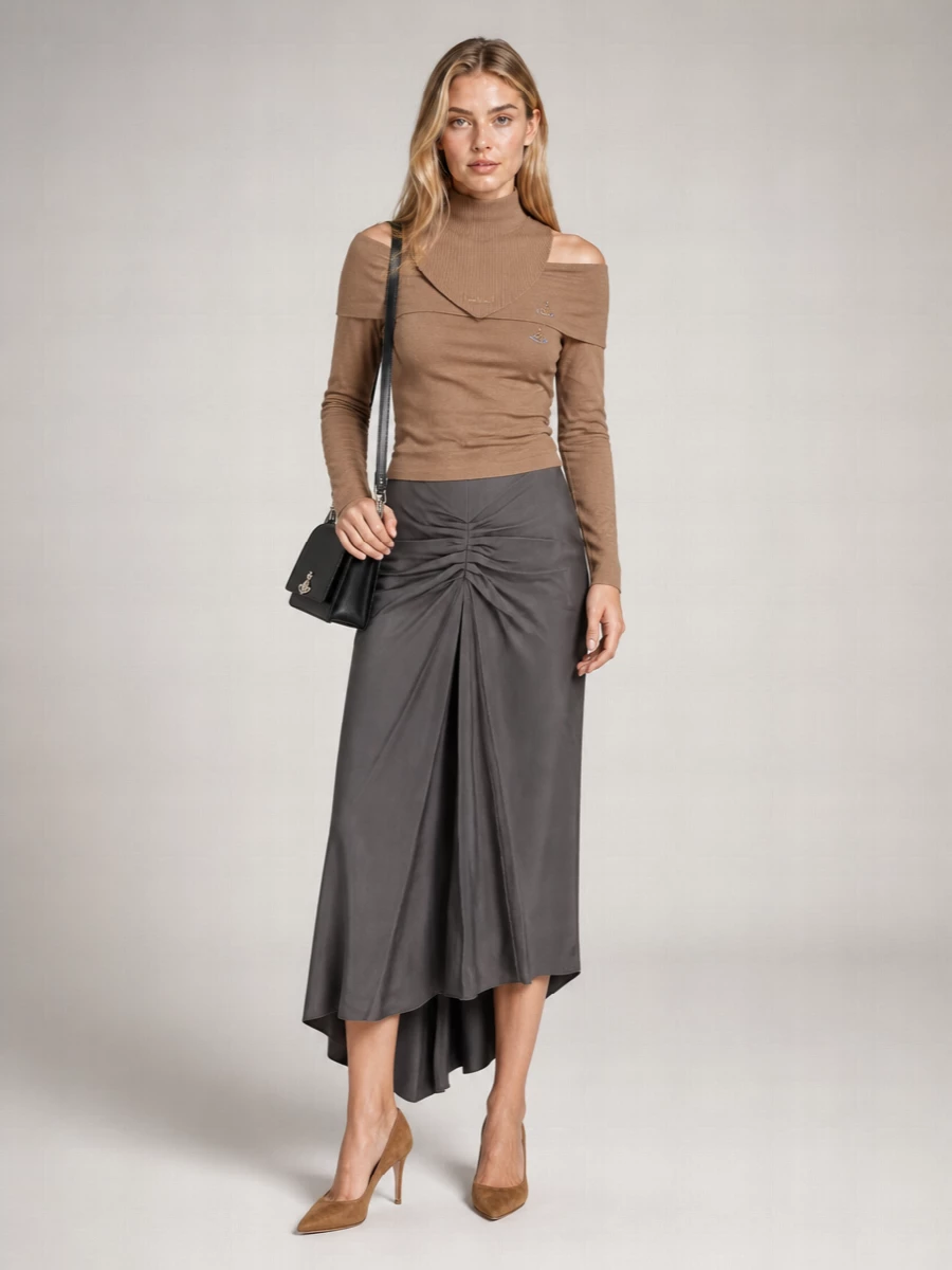 Vivienne Westwood Ribbed Asymmetric Long-Sleeve Boat Neck Top