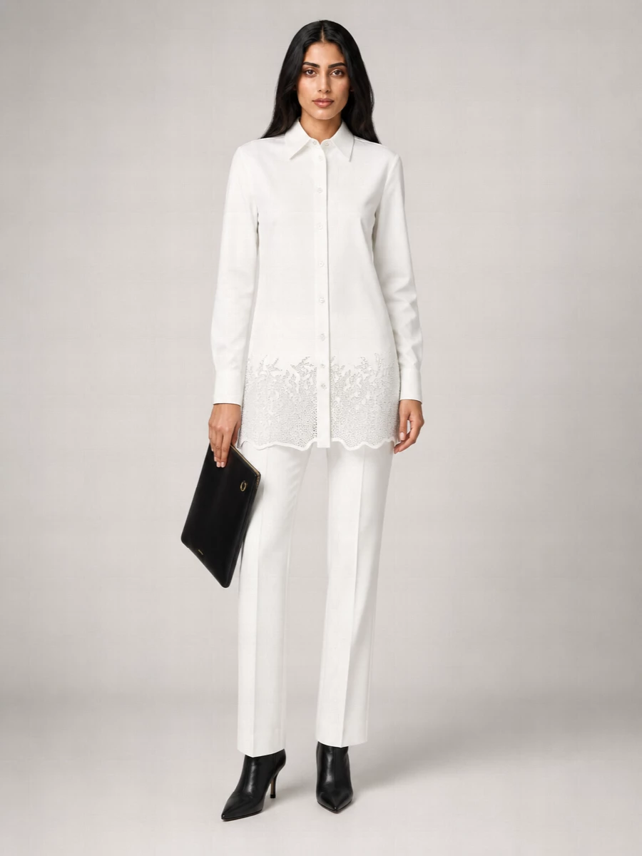 Jw Anderson Cotton Rhinestone Mini Shirt Dress