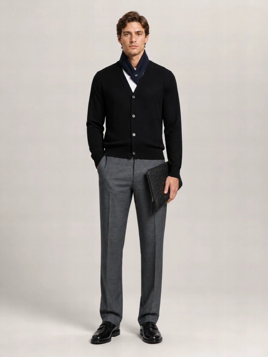 Lardini Wool V-Neck Buttoned Cardigan