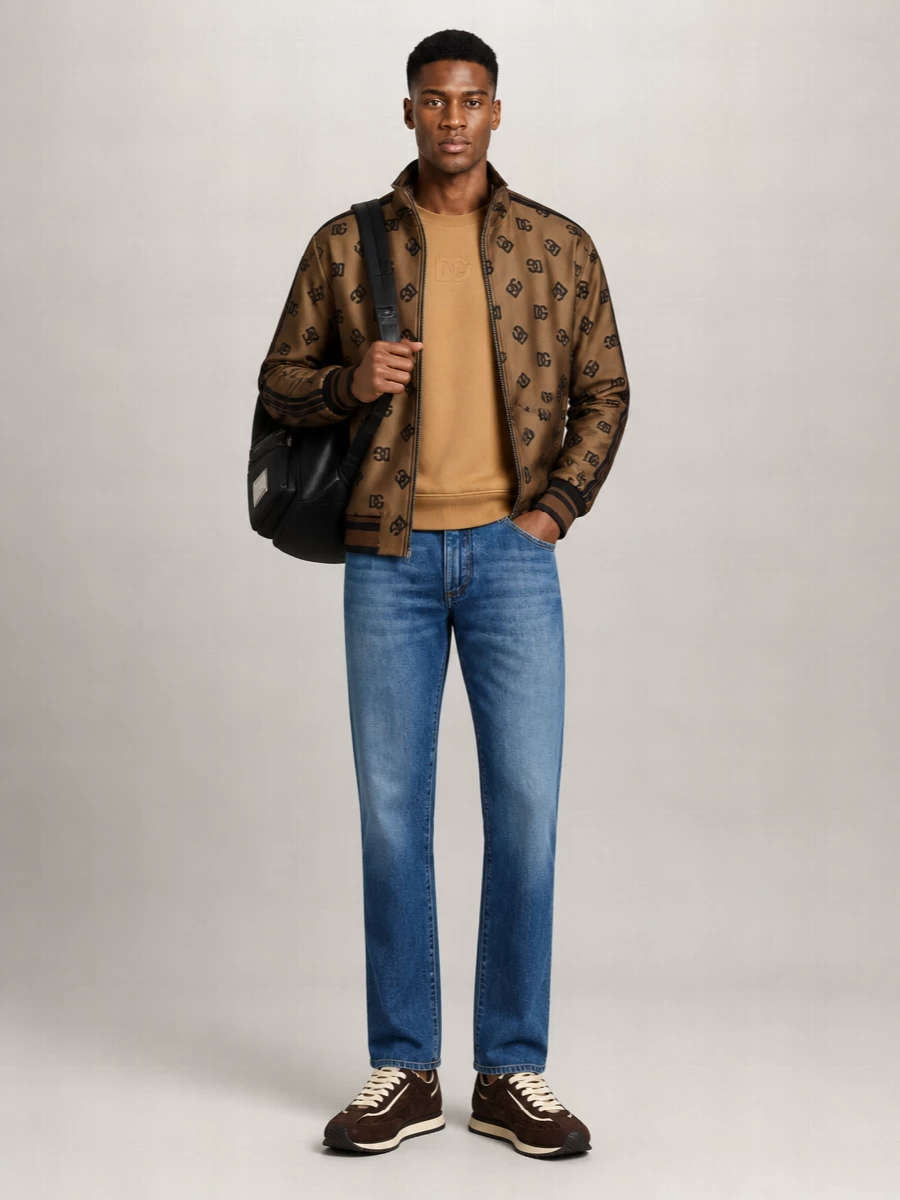 Dolce&Gabbana Logo Print Polyester Single Breasted Coat