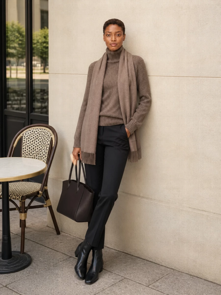The row turtleneck black tailored trousers