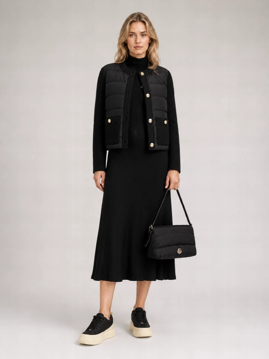 Moncler Quilted Bouclé Padded Cardigan