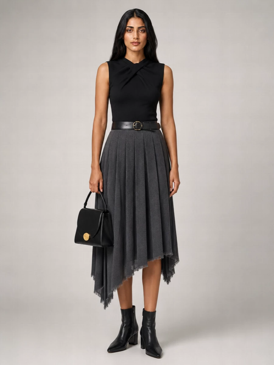 Jil Sander Wool Pleated Skirt