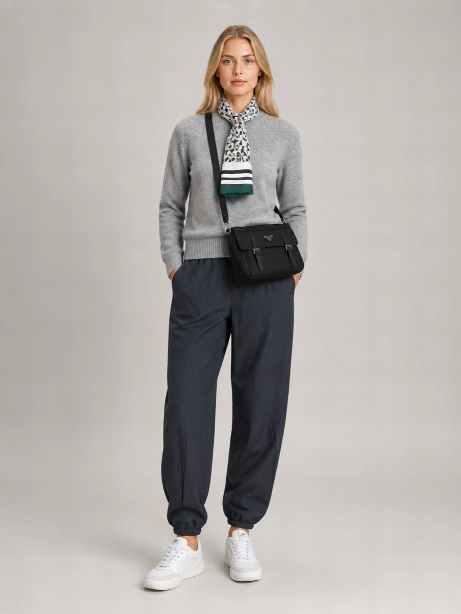 Prada Wool Mohair Relaxed-Fit Wide-Leg Drawstring Pants