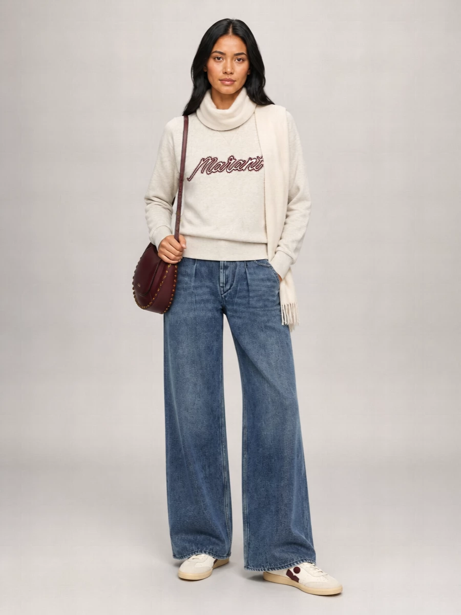 Isabel Marant Etoile Cotton Blend Logo-Embroidered Crewneck Sweatshirt