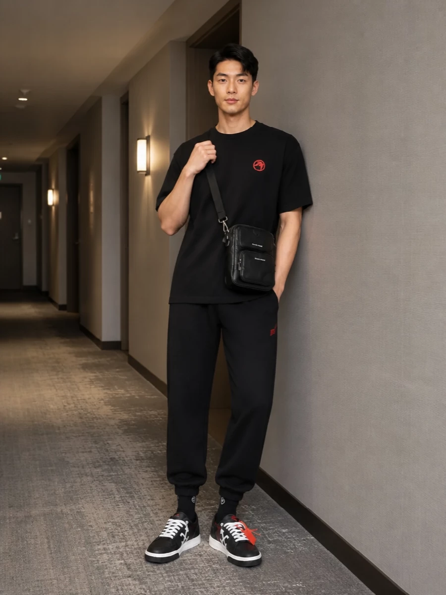 Ambush black tee track pants off white sneakers