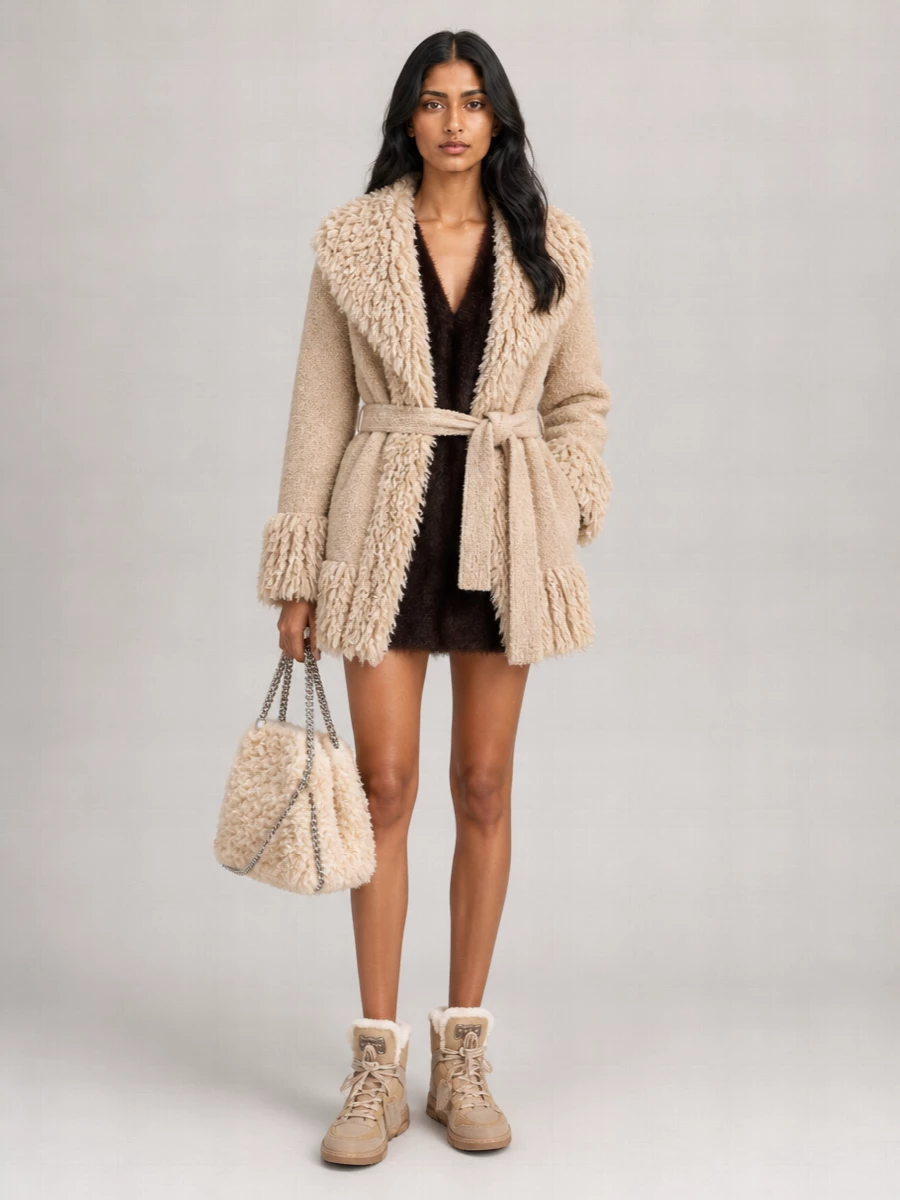 Stella Mccartney Falabella Mini Shearling-Effect Shoulder Bag