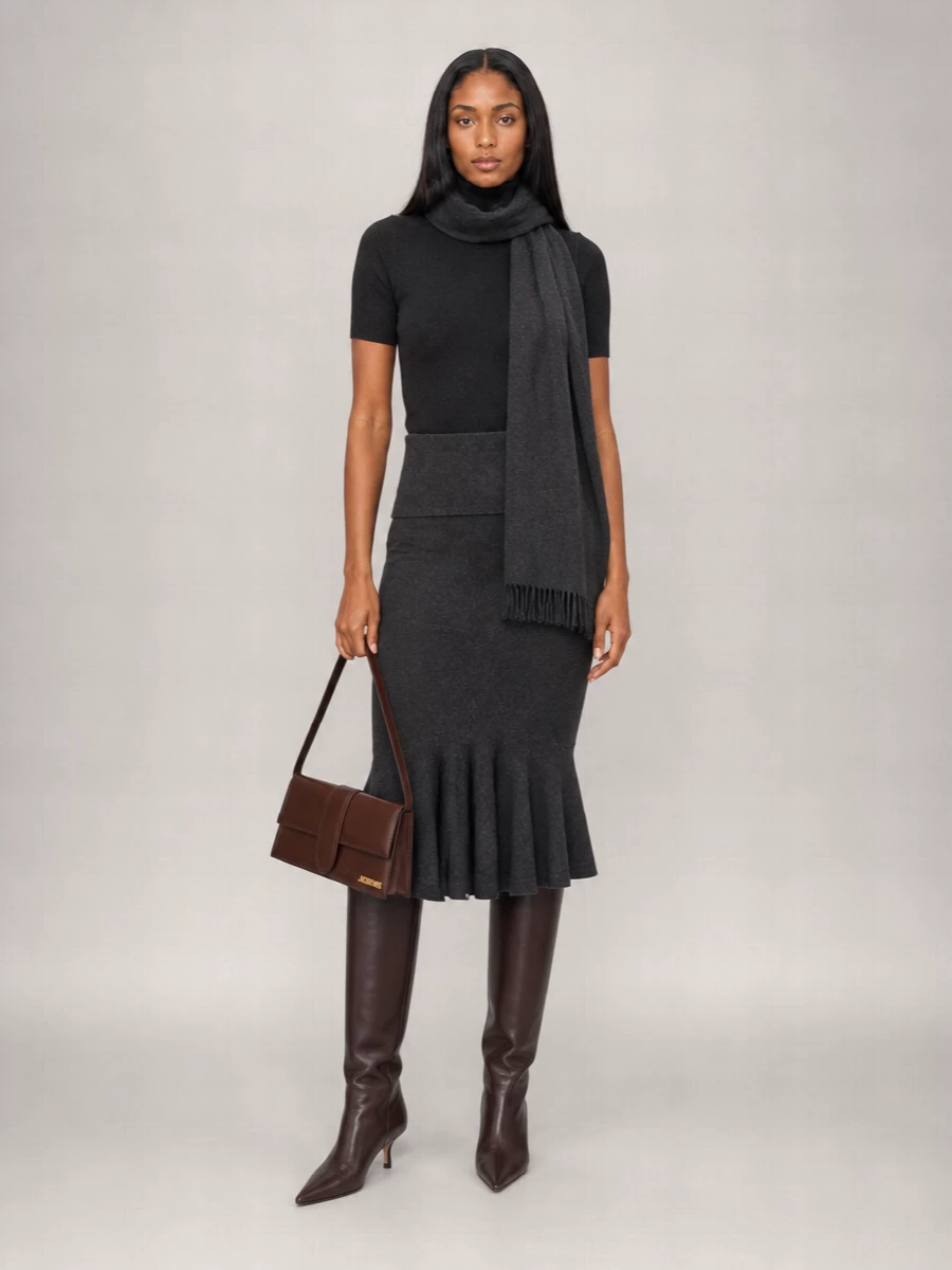 Jacquemus cashmere-blend high-rise midi knit skirt