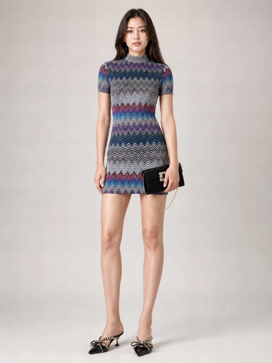 Missoni Embroidered Wool Mini Dress
