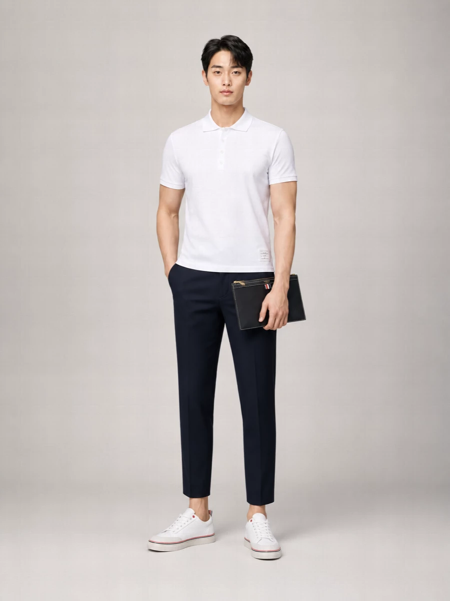 Thom Browne Leather Low-Top Sneakers