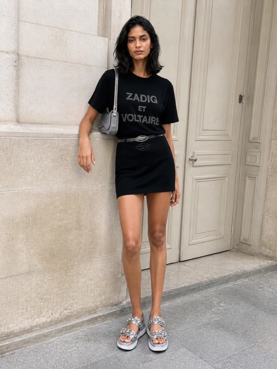 Zadig voltaire tee diesel mini skirt party outfit