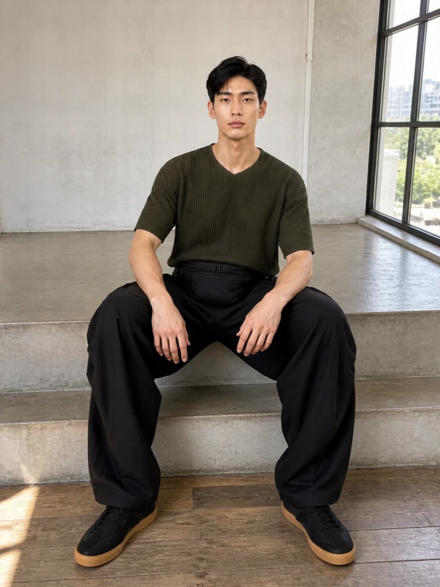 Adidas cargo trousers homme plisse top y3 belt bag