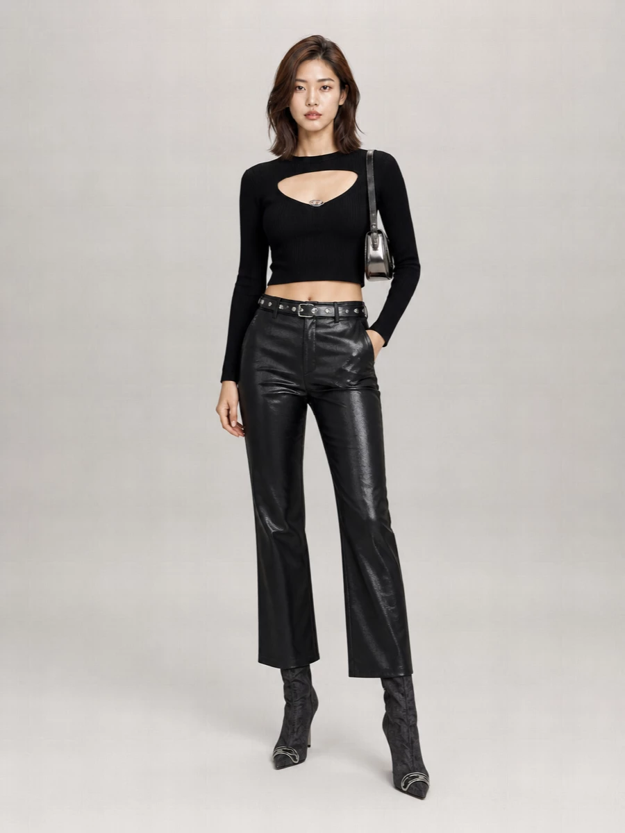 Diesel Ribbed Wool Cutout Long-Sleeve Top