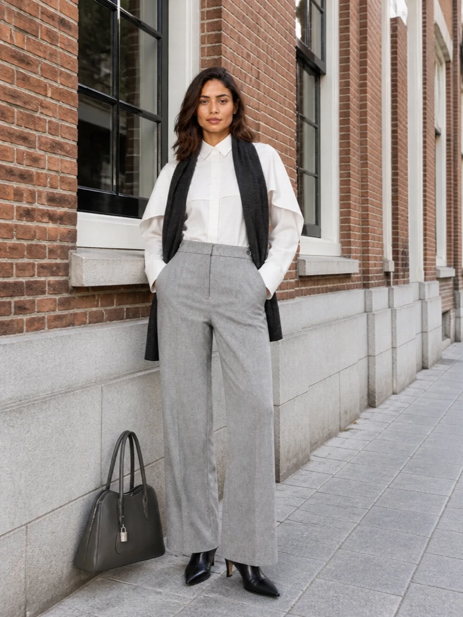 Stella mccartney grey wide leg trousers shirt