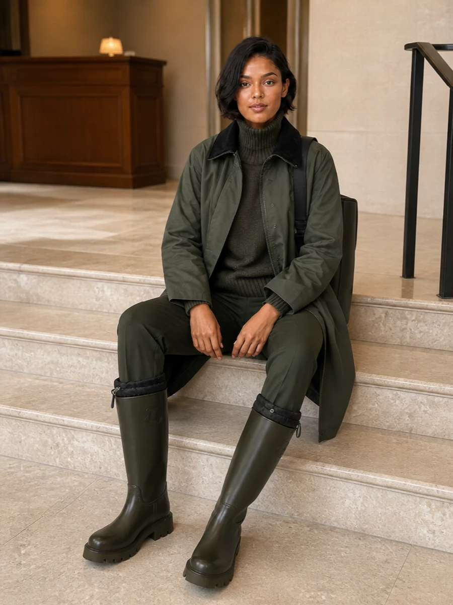 Woolrich olive raincoat s max mara trousers