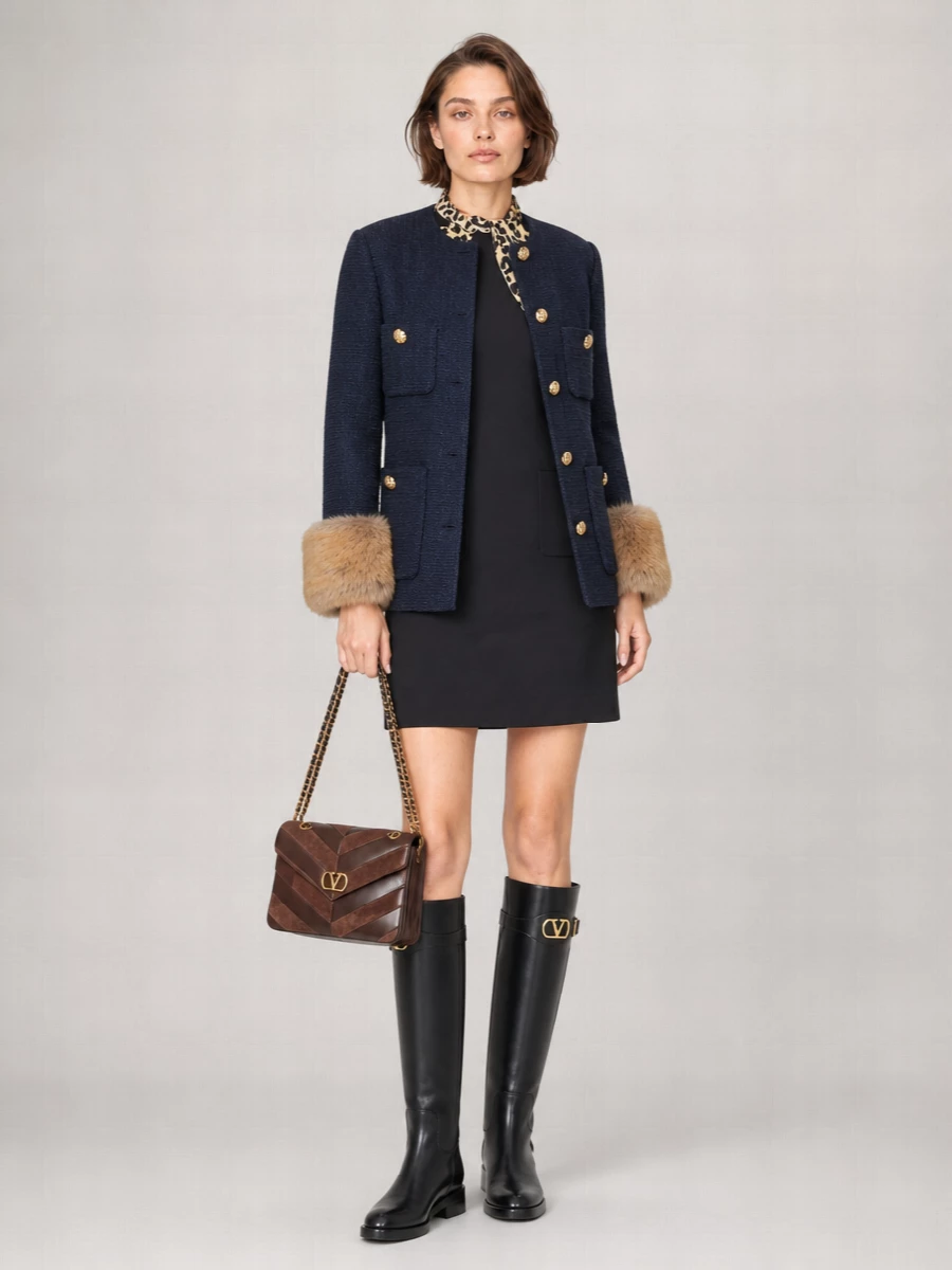 Valentino Wool Tweed Caban Coat