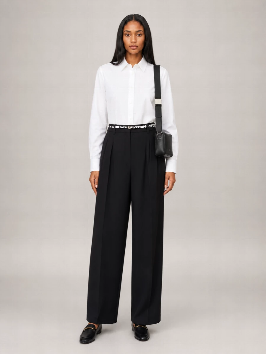 S Max Mara High-Rise Pleated Wide-Leg Trousers