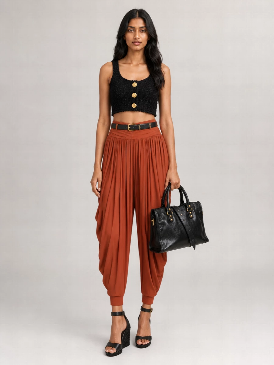 Balmain Pleated Tapered Cropped Trousers
