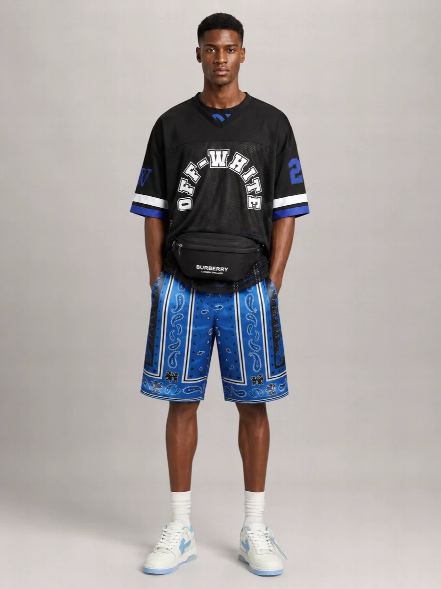 Off-White Bandana Print Viscose Bermuda Shorts