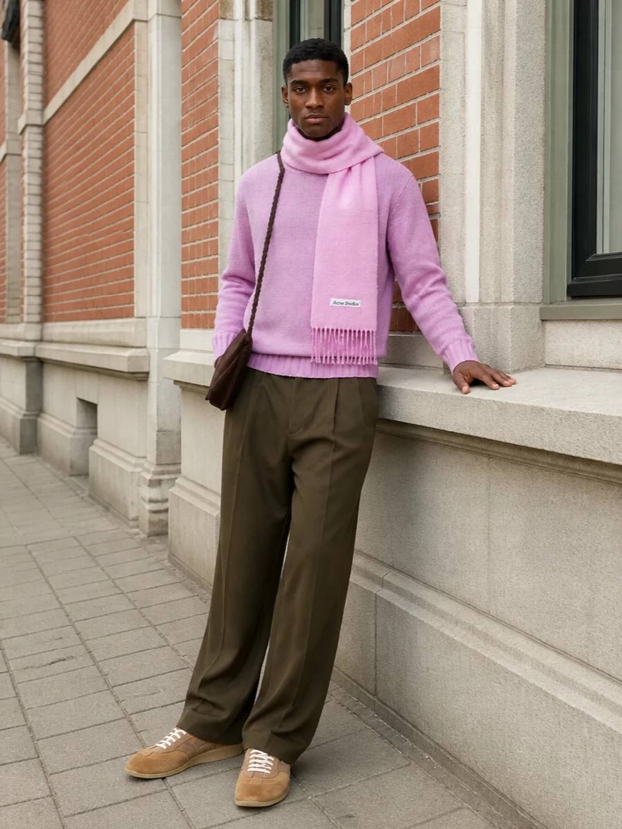 Dunst pastel knit olive trousers dries sneakers