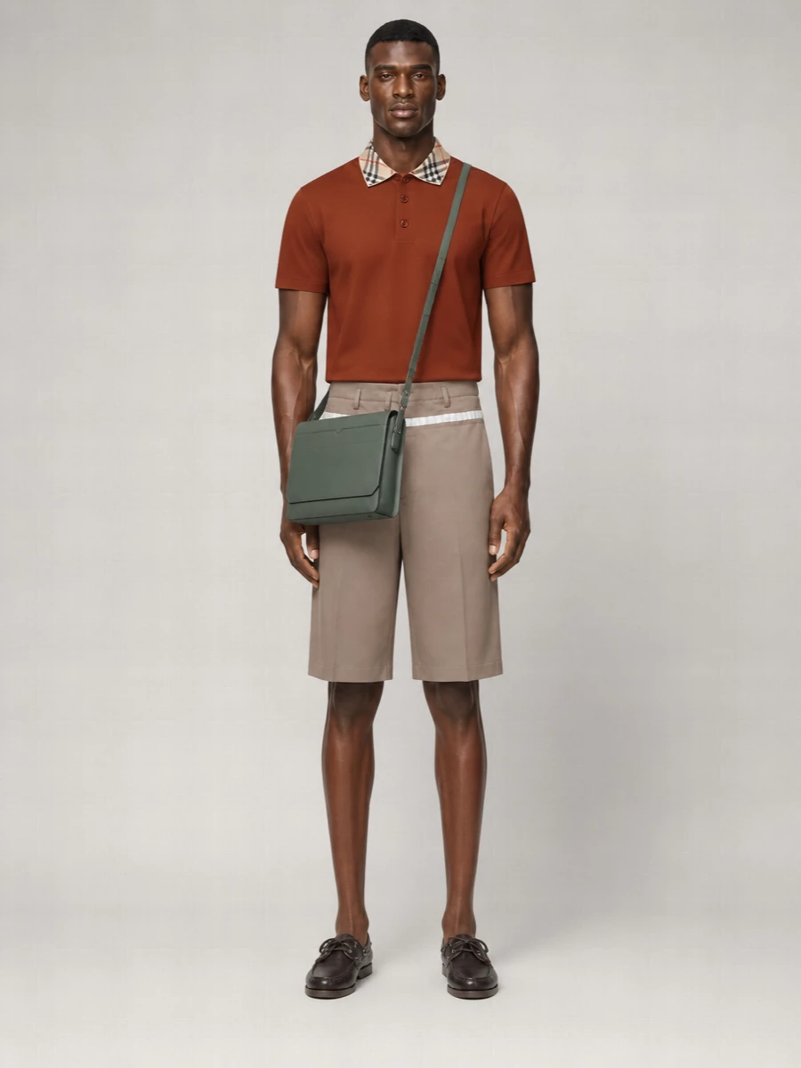 Burberry Cotton Check Collar Polo Shirt