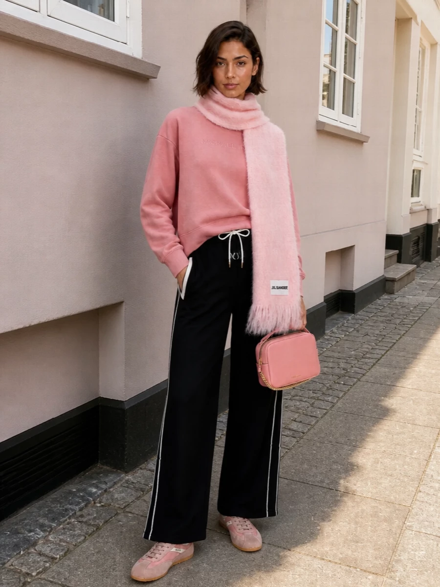 Michael kors dusty rose sweatshirt wide leg track pants