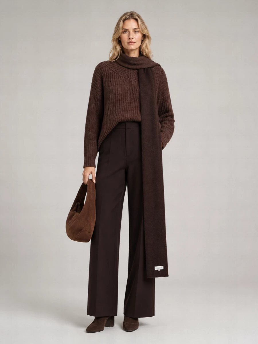 Staud Wool Ribbed V-Neck Asymmetric Sweater