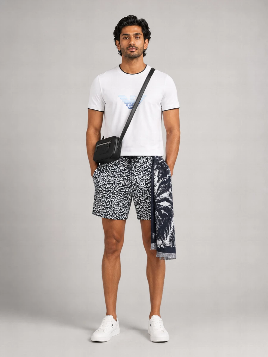 Emporio Armani Logo-Print Swim Shorts