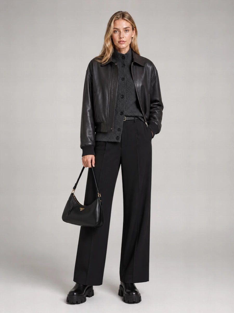 Prada Lamb Leather Bomber Jacket