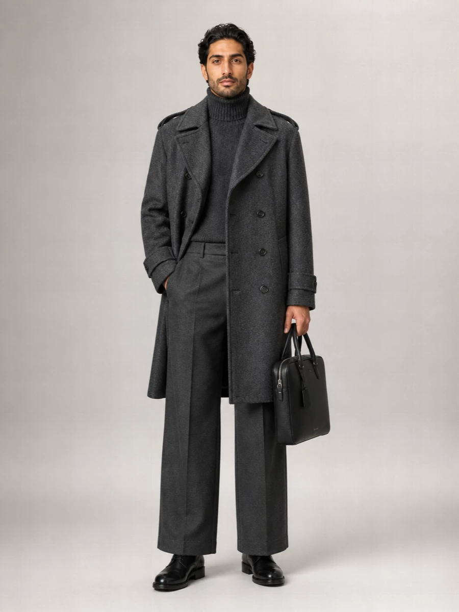 Ami Paris Virgin Wool Double-Breasted Coat