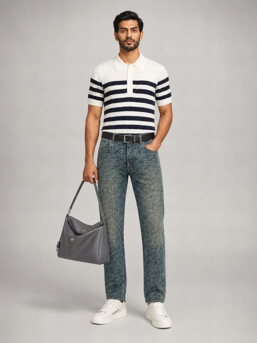Balmain Monogram Straight-Leg Jeans