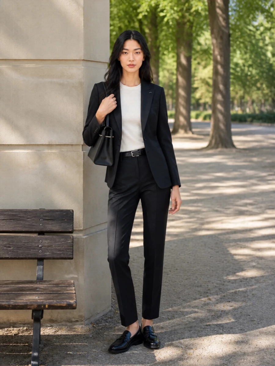 Givenchy pinstripe suit loafers black satchel