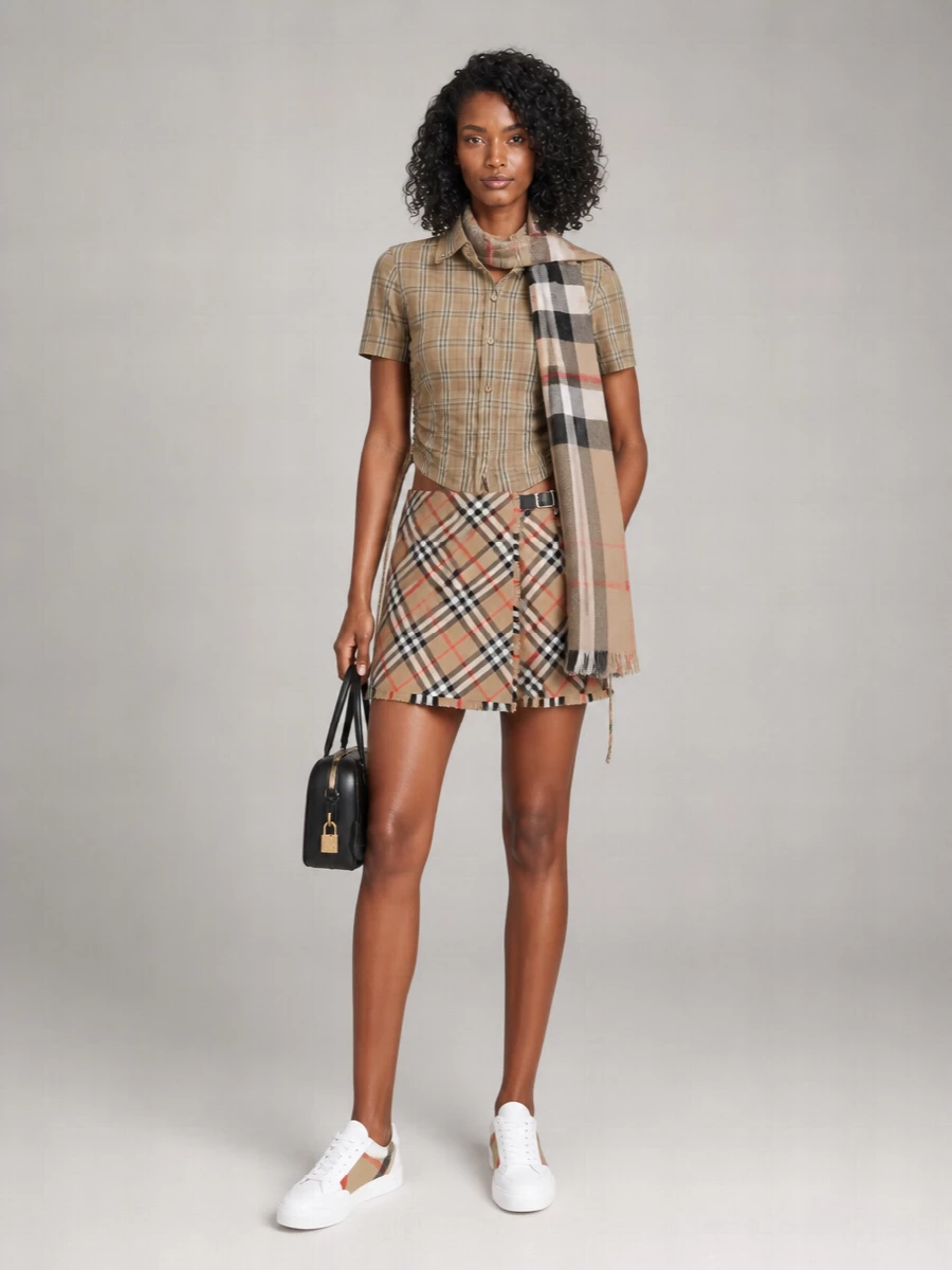 Burberry Wool Mini Wrap Skirt