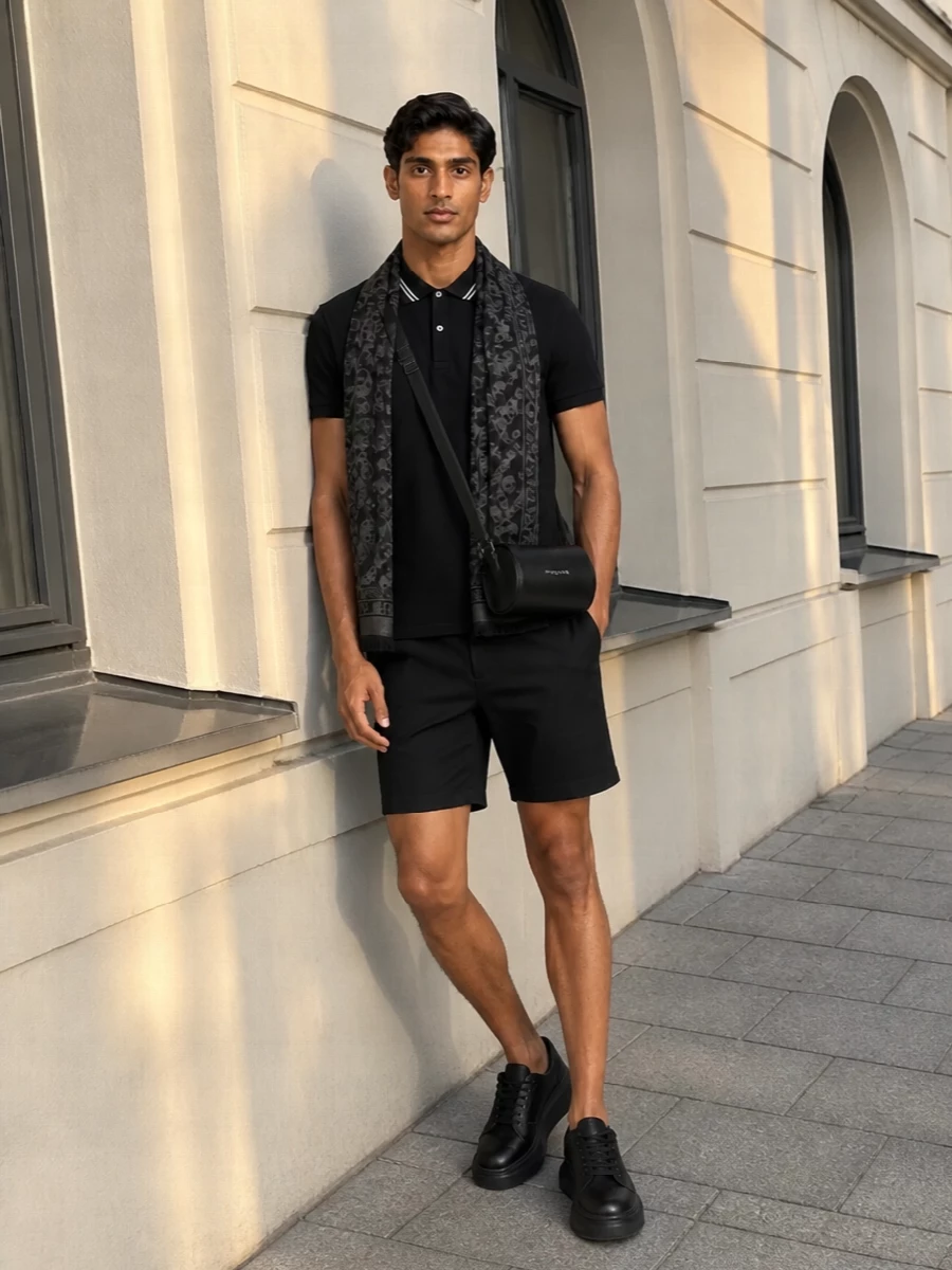 Alexander mcqueen black polo short outfit