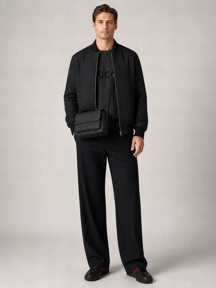 Gucci Silk Faille Reversible Bomber Jacket