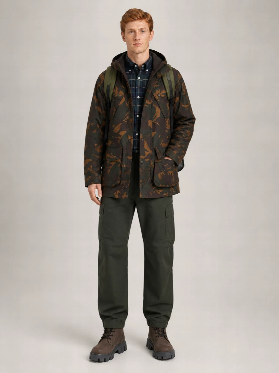 Barbour Cotton Printed Hooded Military Jacket