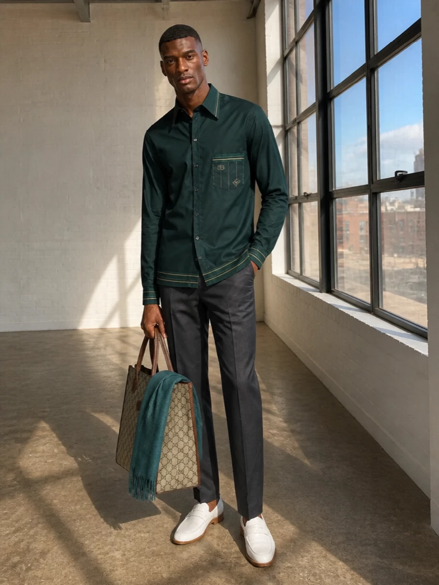 Dolce gabbana teal shirt charcoal trousers