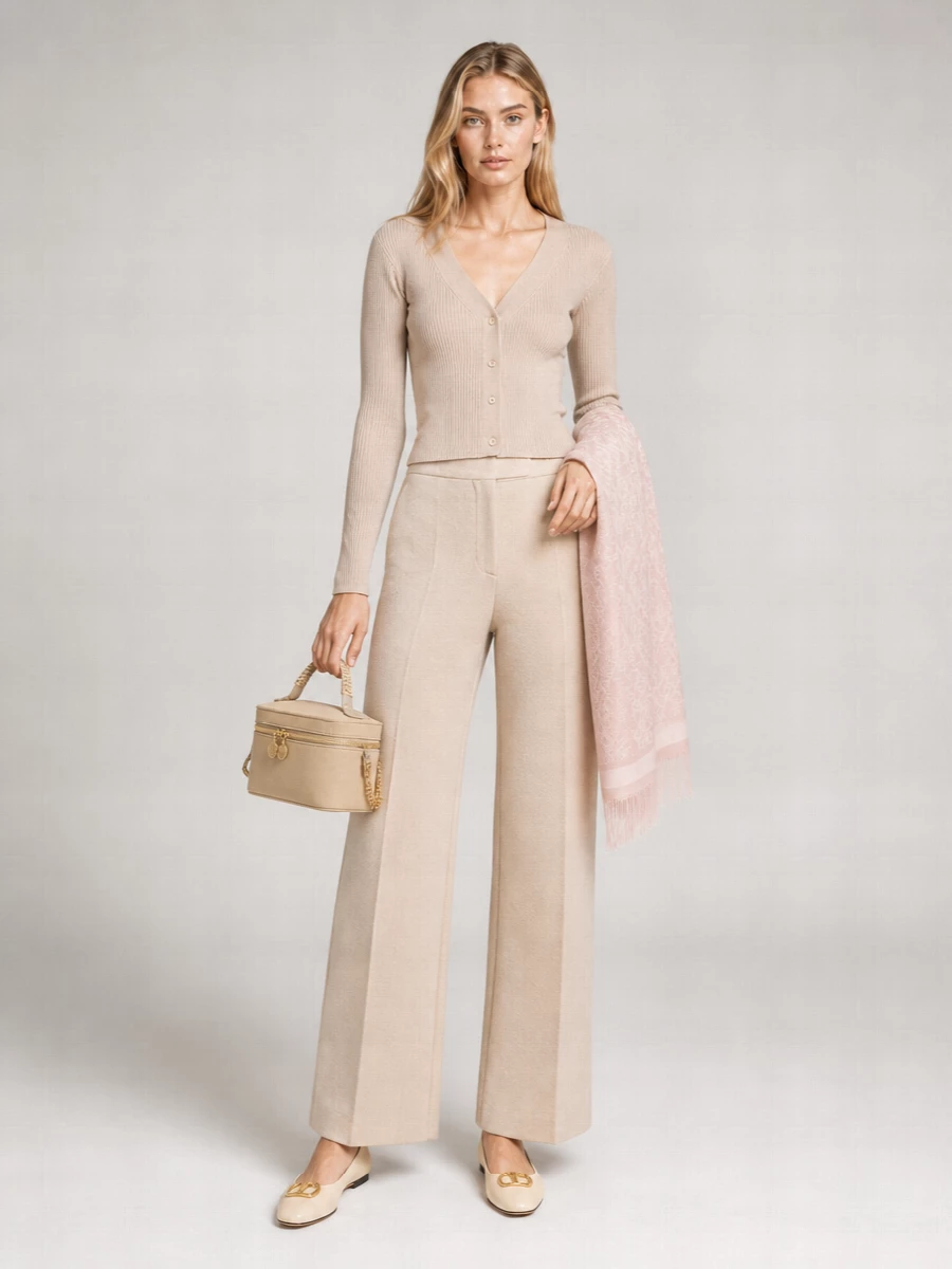 Max Mara Cashmere Wool Ribbed V-Neck Cardigan