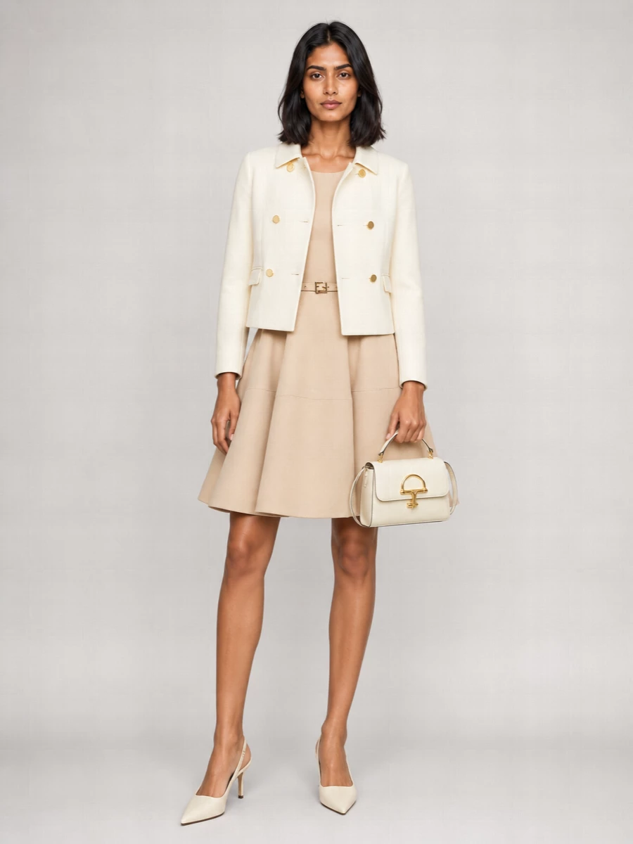 Kiton Virgin Wool Cropped Double-Breasted Blazer