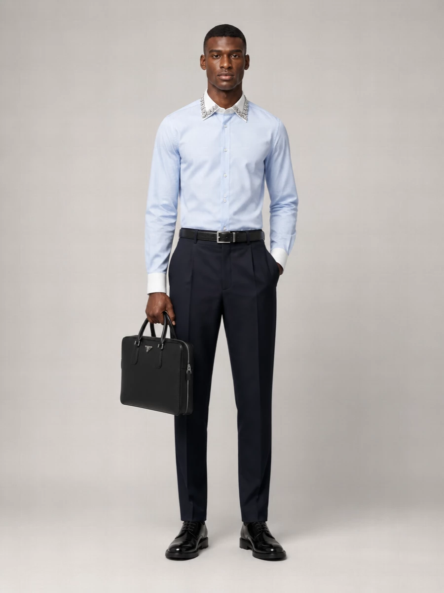 Prada Jewel-Embellished Collar Cotton Shirt