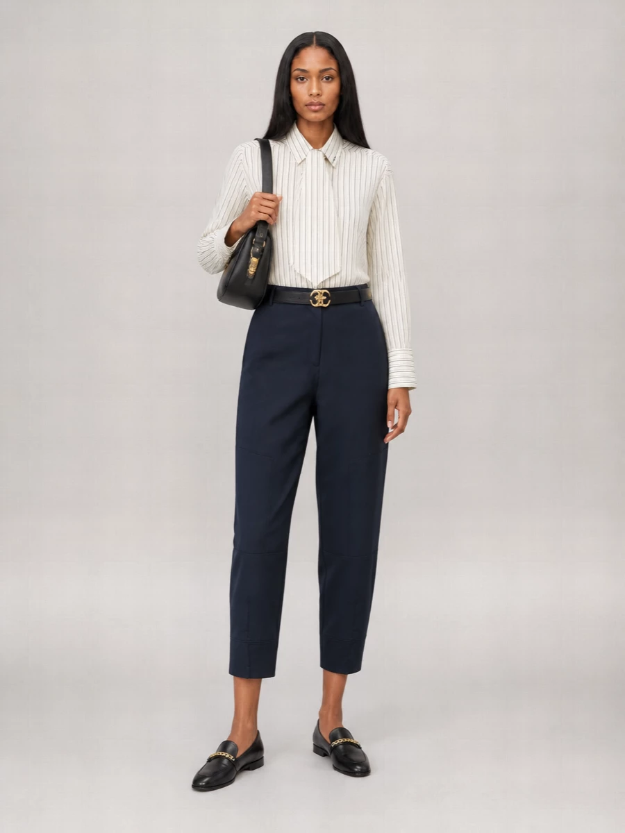 Pinko Wool Blend High-Rise Wide-Leg Trousers