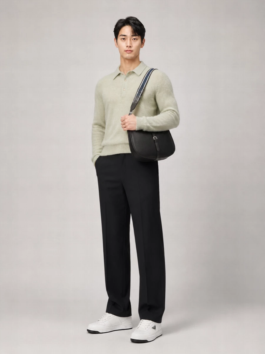 Prada Leather Downtown Low-Top Sneakers