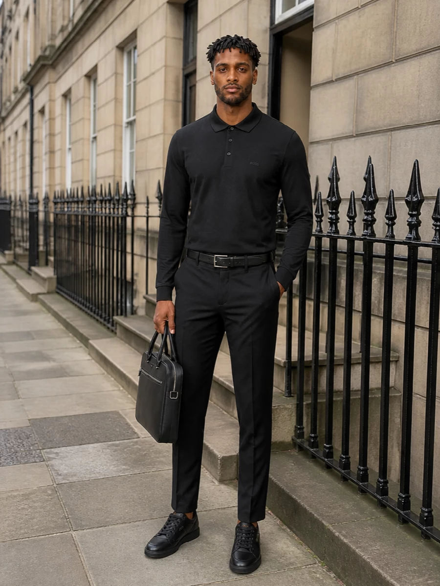 Boss black polo tailored trousers sneakers