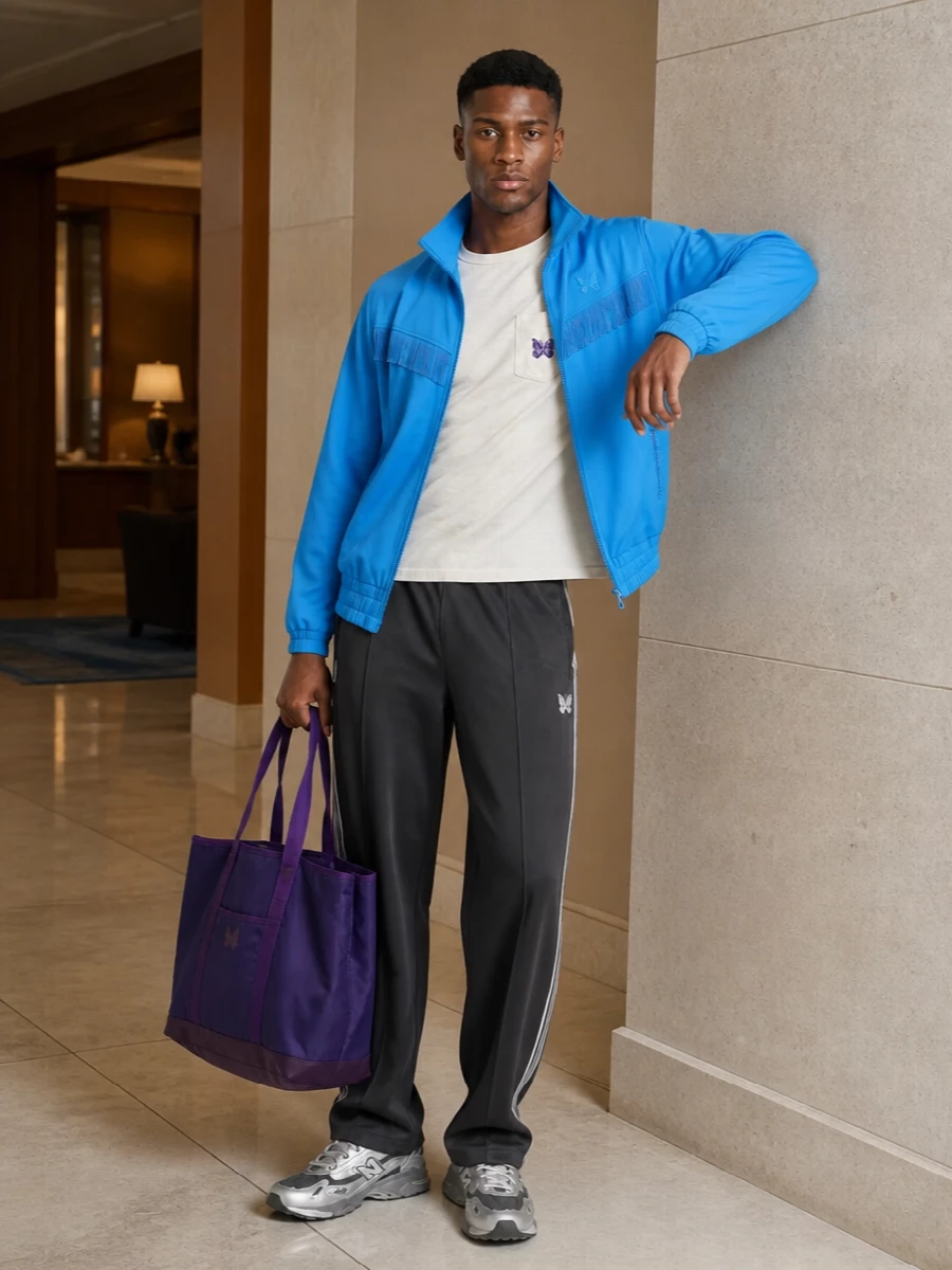 Needles track jacket new balance runner outfit
