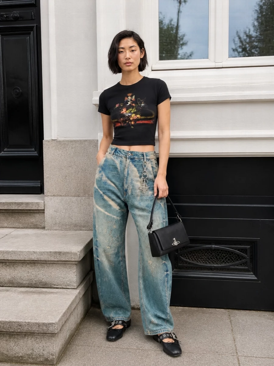 Vivienne westwood wide leg jeans cropped tee
