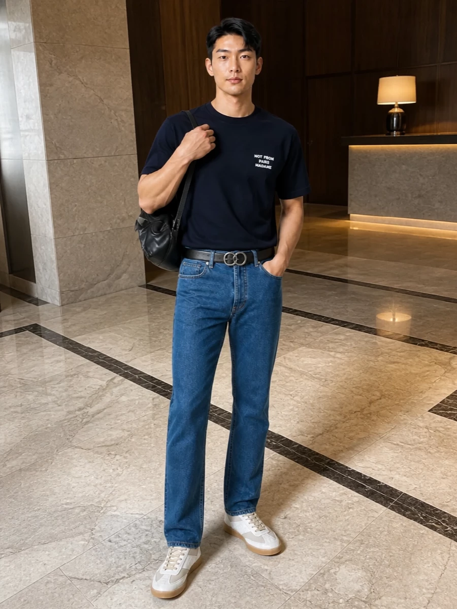 Drole de monsieur tee stone island jeans outfit