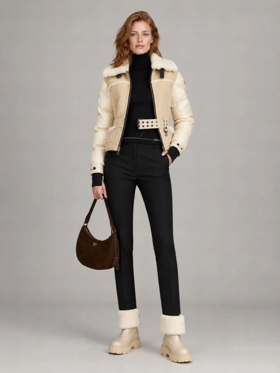 Moncler Grenoble Shearling Belted Puffer Jacket