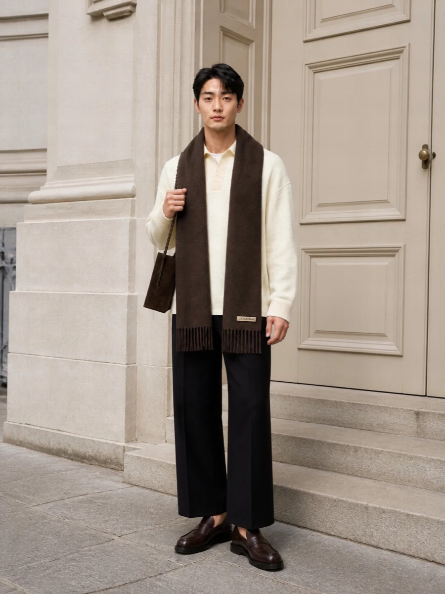 Jacquemus cream knit black cropped trouser outfit